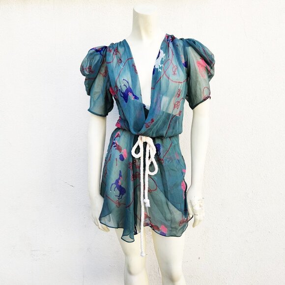 SRETSIS Silk Horse Print Dress - Picture 1 of 7